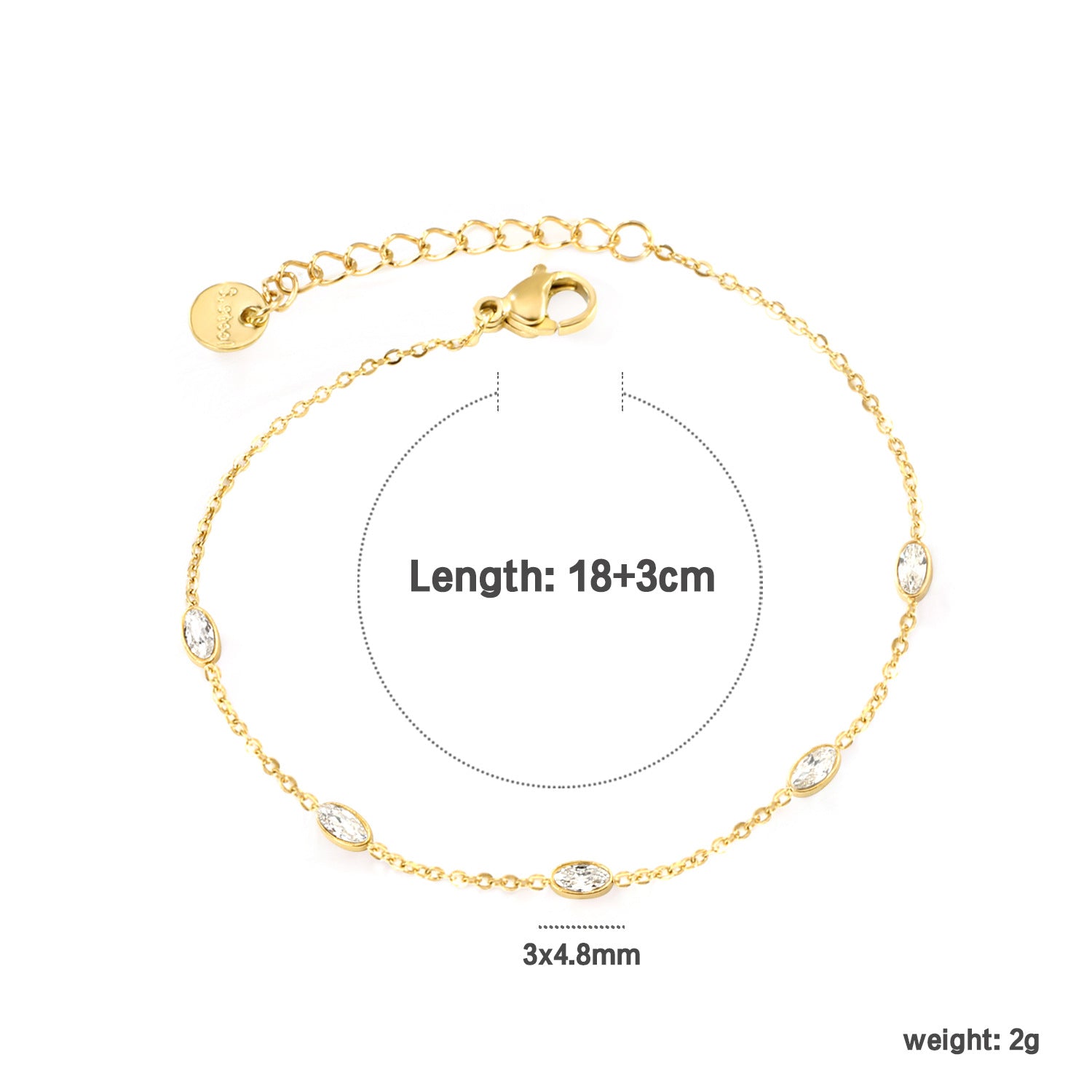 Damen Armband mit herzförmigen Kristallanhängern und verstellbarem Kettendesign Shop Nory