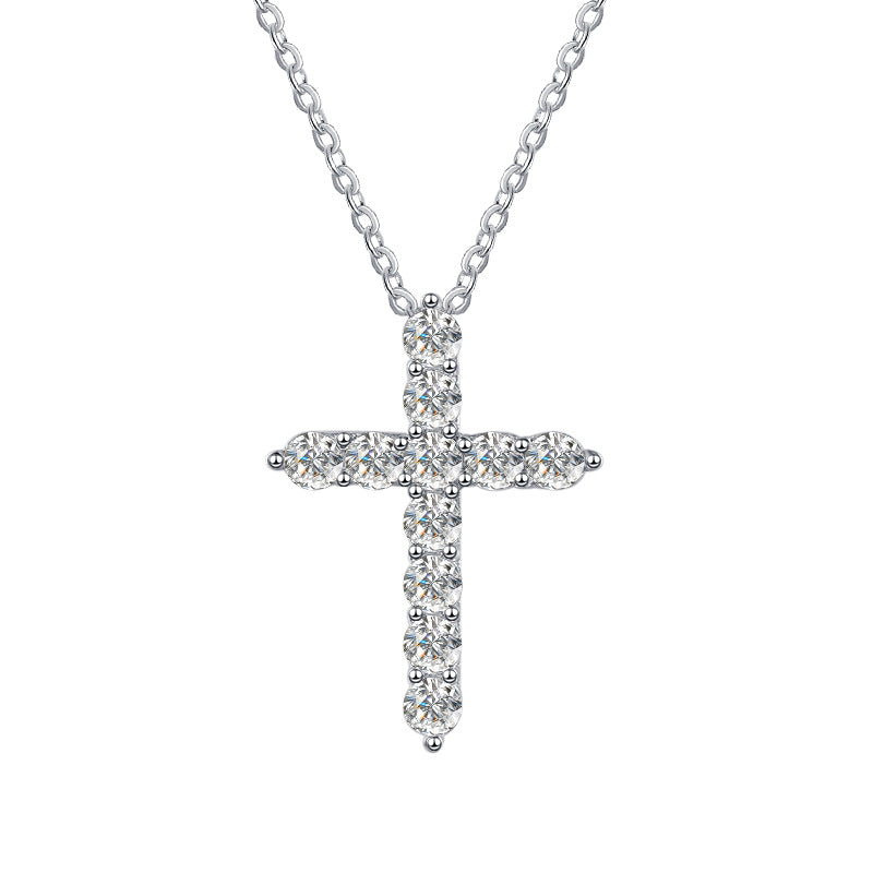 Damen Halskette mit funkelndem Kreuz-Anhänger aus kristallklaren Zirkonia Shop Nory