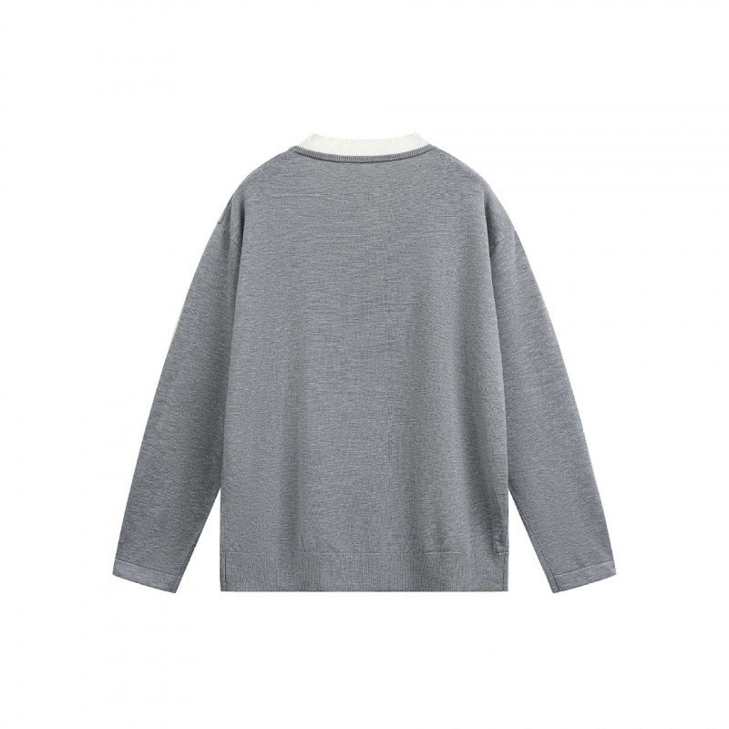 Herren Leichter Feinstrick-Henley-Pullover mit Kontrastkragen und Relaxed-Schnitt Shop Nory