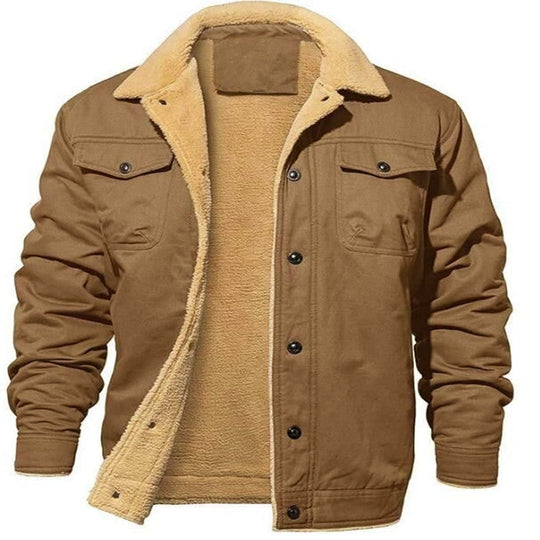 Herren gefütterte Steppjacke im Utility-Stil mit warmem Innenfutter