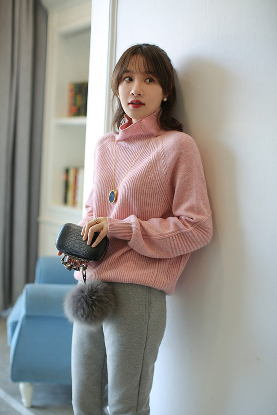 Damen Rollkragenpullover aus feinem Rippstrick mit Raglanärmeln und legerer Silhouette Shop Nory