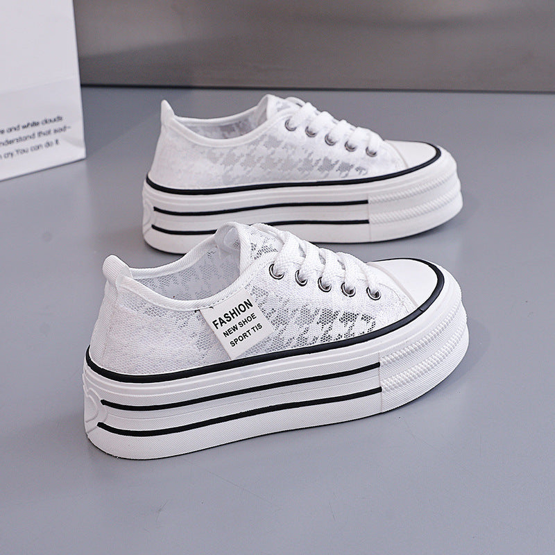 Damen Sneakers mit hohem Plateau und atmungsaktiver Oberseite