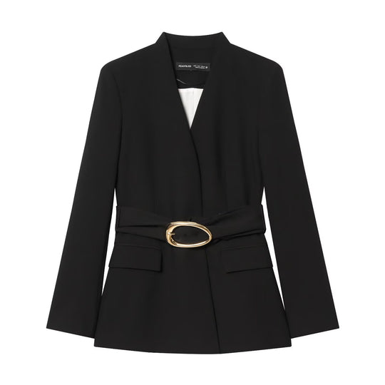Damen Taillierter Blazer mit breitem Gürtel und goldener Ovalschließe Shop Nory
