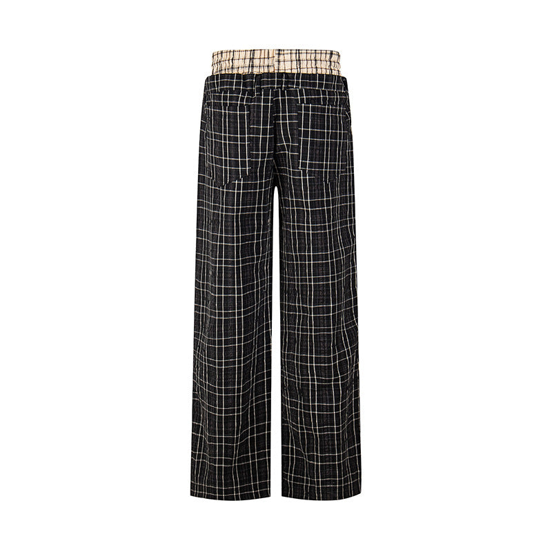 Damen Weite Karierte Loungewear‑Hose mit hohem Komfortbund und Kordelzug Shop Nory