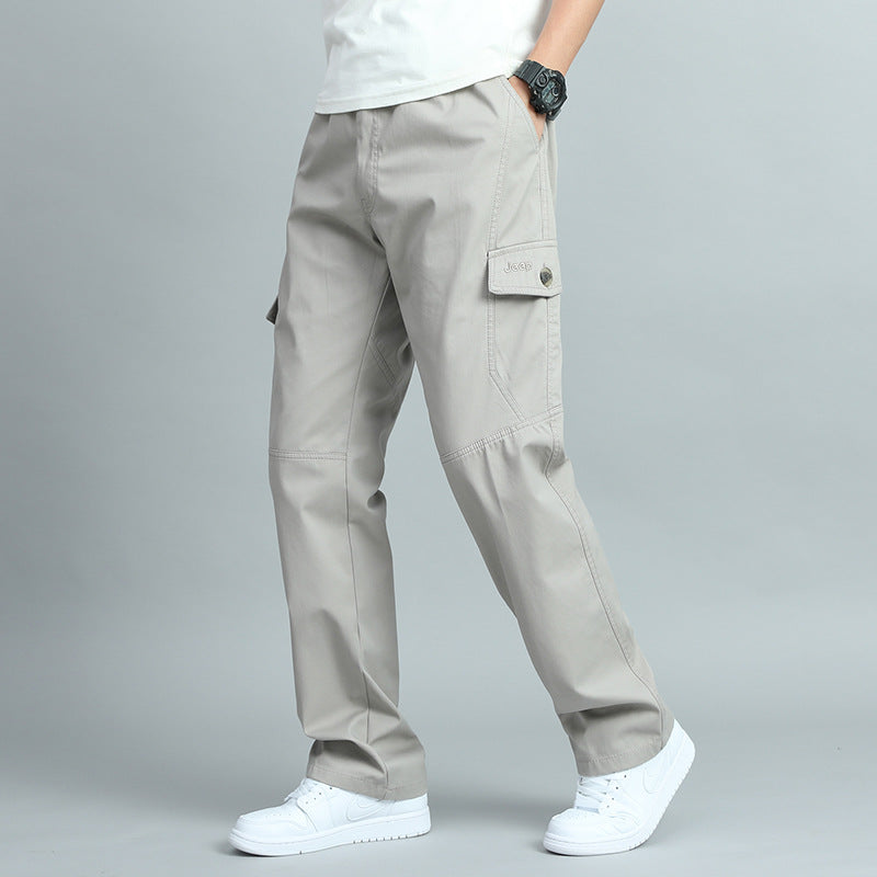 Herren Robuste Canvas-Cargohose mit geradem Bein, Knieabnähern & Klappentaschen Shop Nory