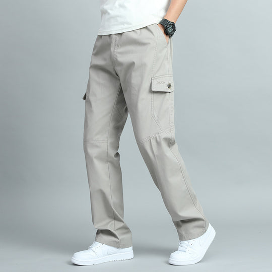 Herren Robuste Canvas-Cargohose mit geradem Bein, Knieabnähern & Klappentaschen Shop Nory