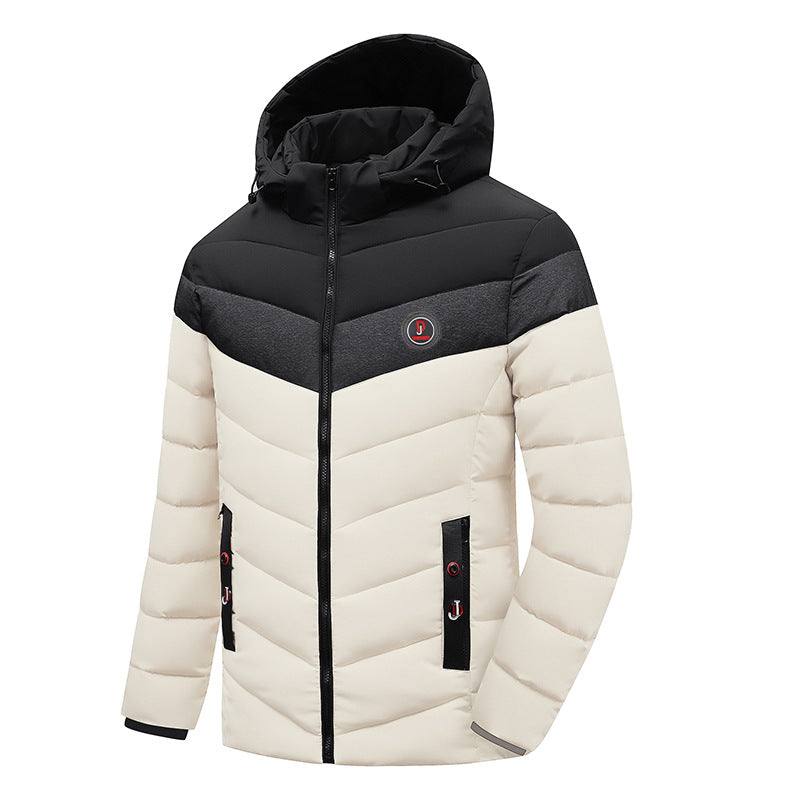 Herren Steppjacke mit Kapuze, Chevron-Steppung und Wetterfester Thermoisolierung Shop Nory