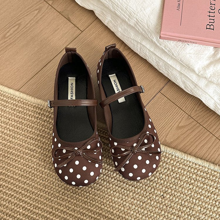 Damen Ballerinas mit dekorativem Schleifen-Design und Punktmuster