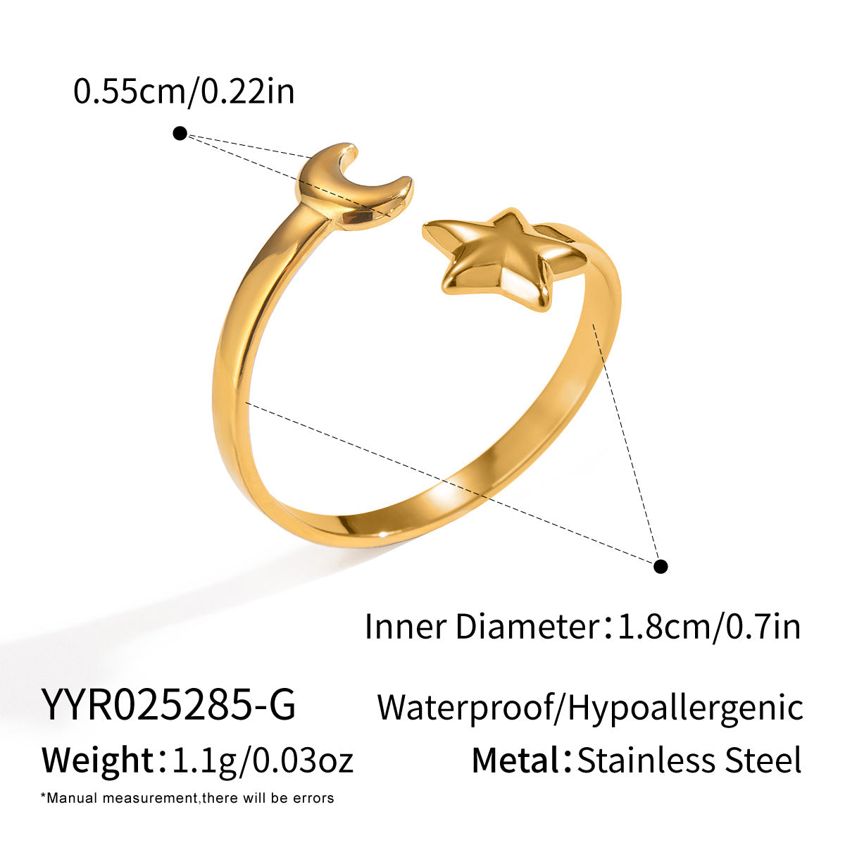 Damen Offener Ring mit Stern- und Schraubenschlüssel-Design Shop Nory