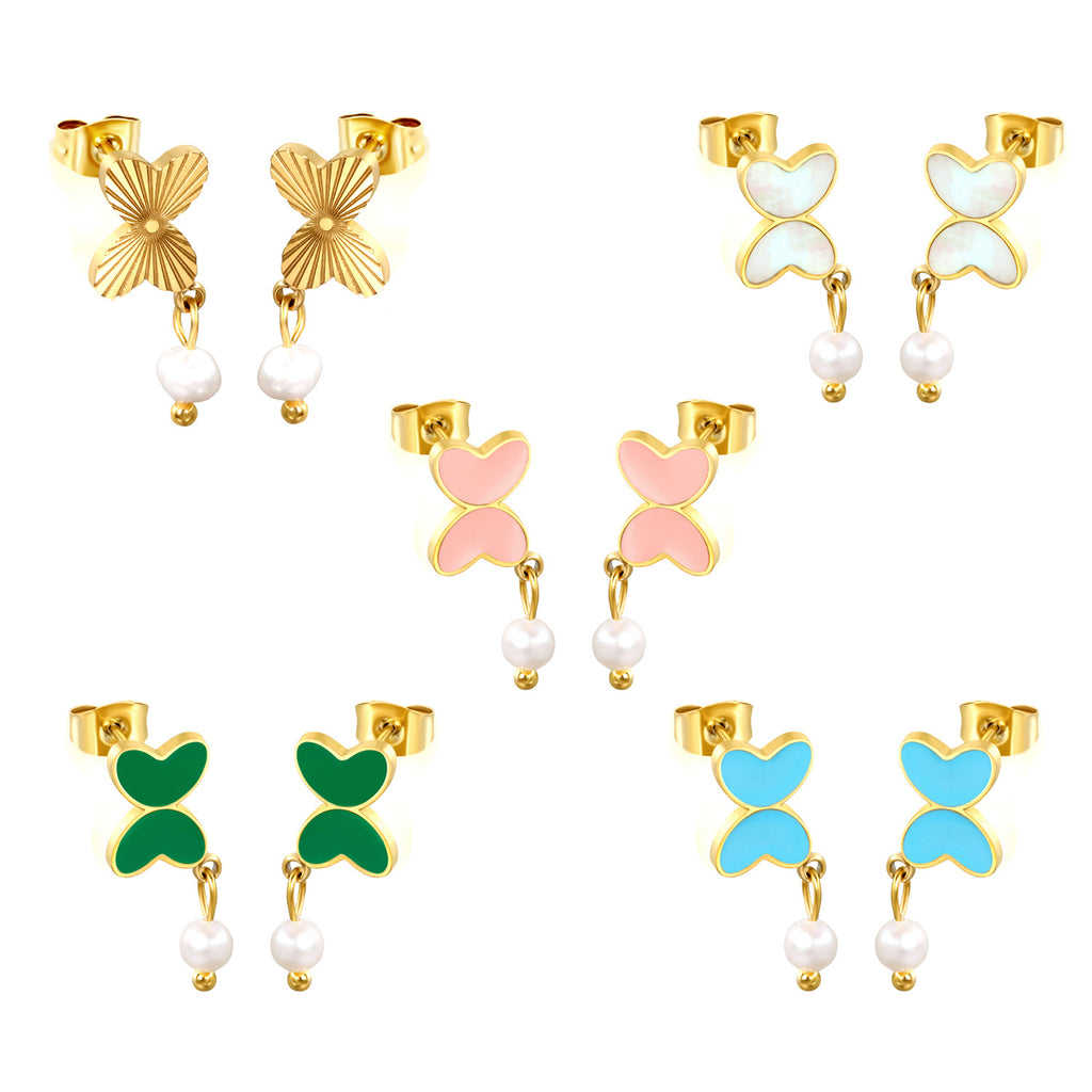 Damen Ohrringe mit modernen Herz-Akzenten und Perlenschmuck Shop Nory