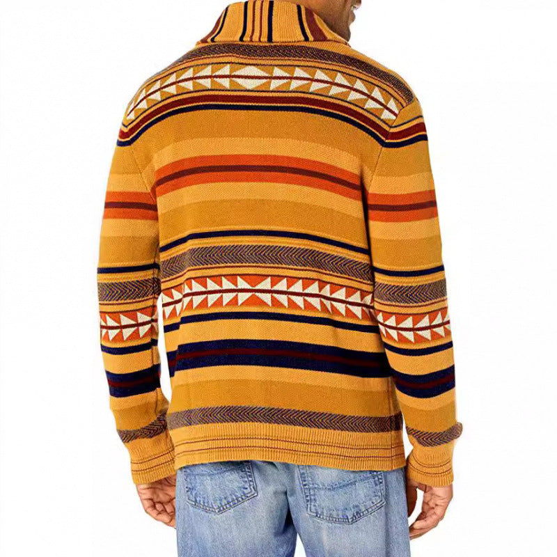 Herren Strickjacke mit geometrischem Muster und praktischen Taschen