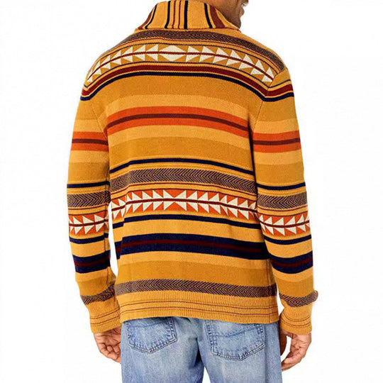 Herren Strickjacke mit geometrischem Muster und praktischen Taschen
