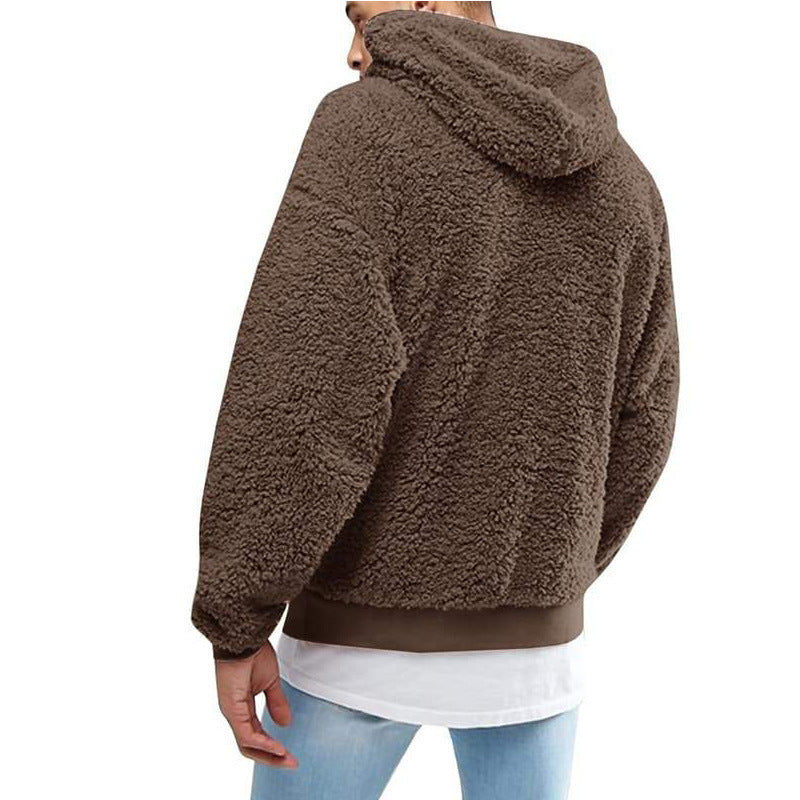 Herren kuschelige Fleece-Hoodie mit hohem Kragen