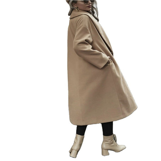Damen Oversize Longmantel mit weiter Schulter und verdeckter Knopfleiste Shop Nory