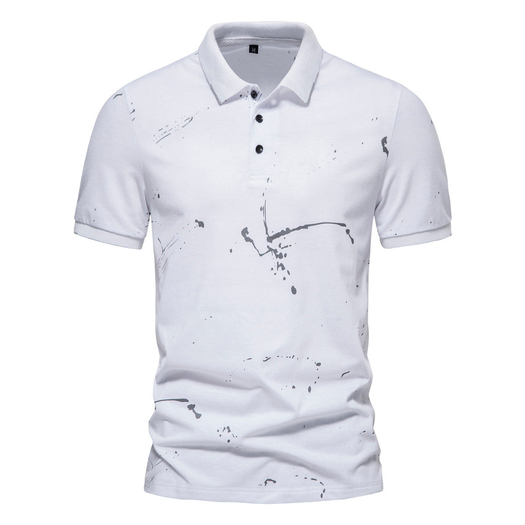 Herren Poloshirt mit kreativen Spritzdruck und hochwertiger Baumwolle