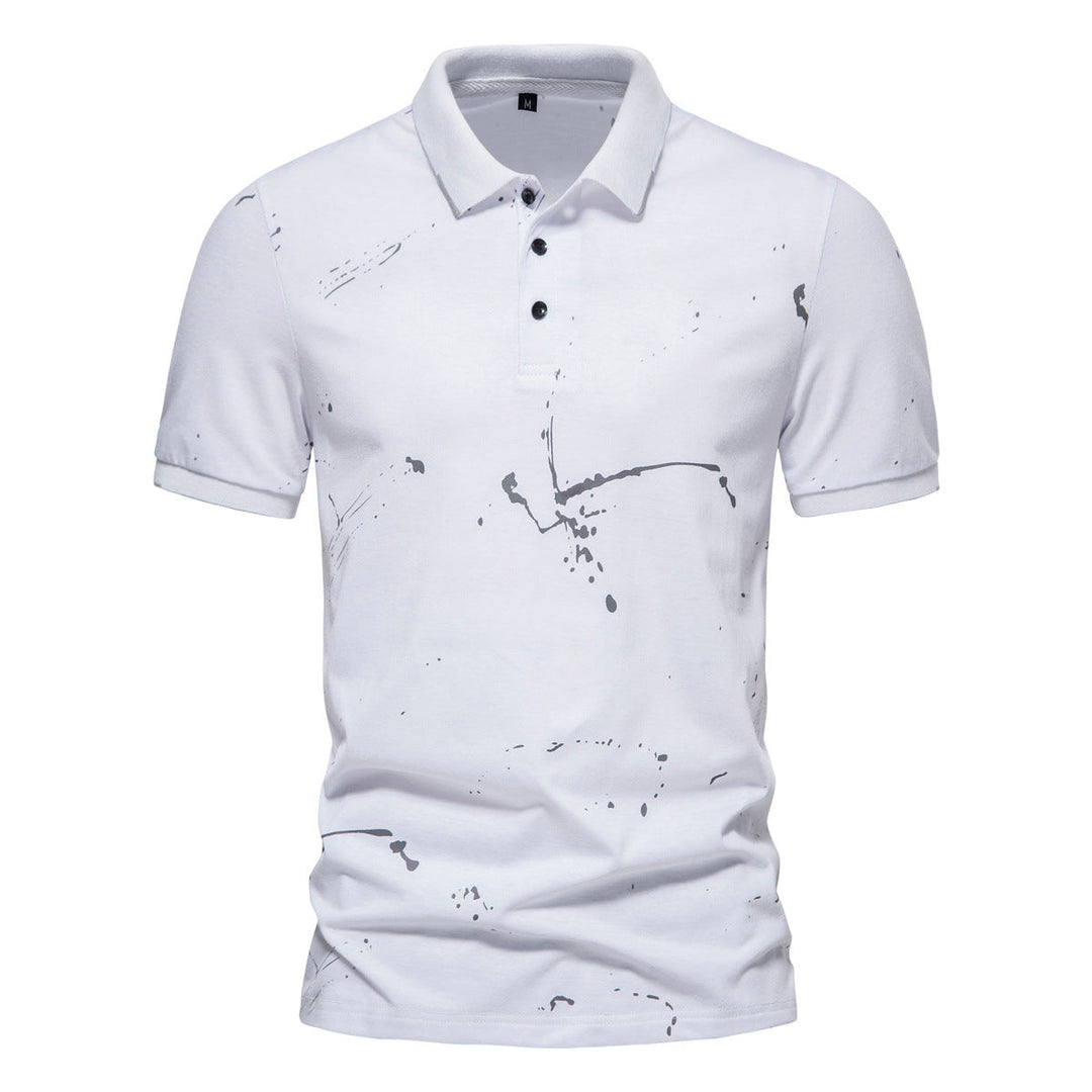 Herren Poloshirt mit kreativen Spritzdruck und hochwertiger Baumwolle