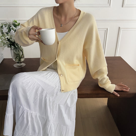 Damen nan kuschelige Oversize-Strickjacke mit aufgesetzten Taschen, weitem Arm und feinem Kaschmir-Mix Shop Nory