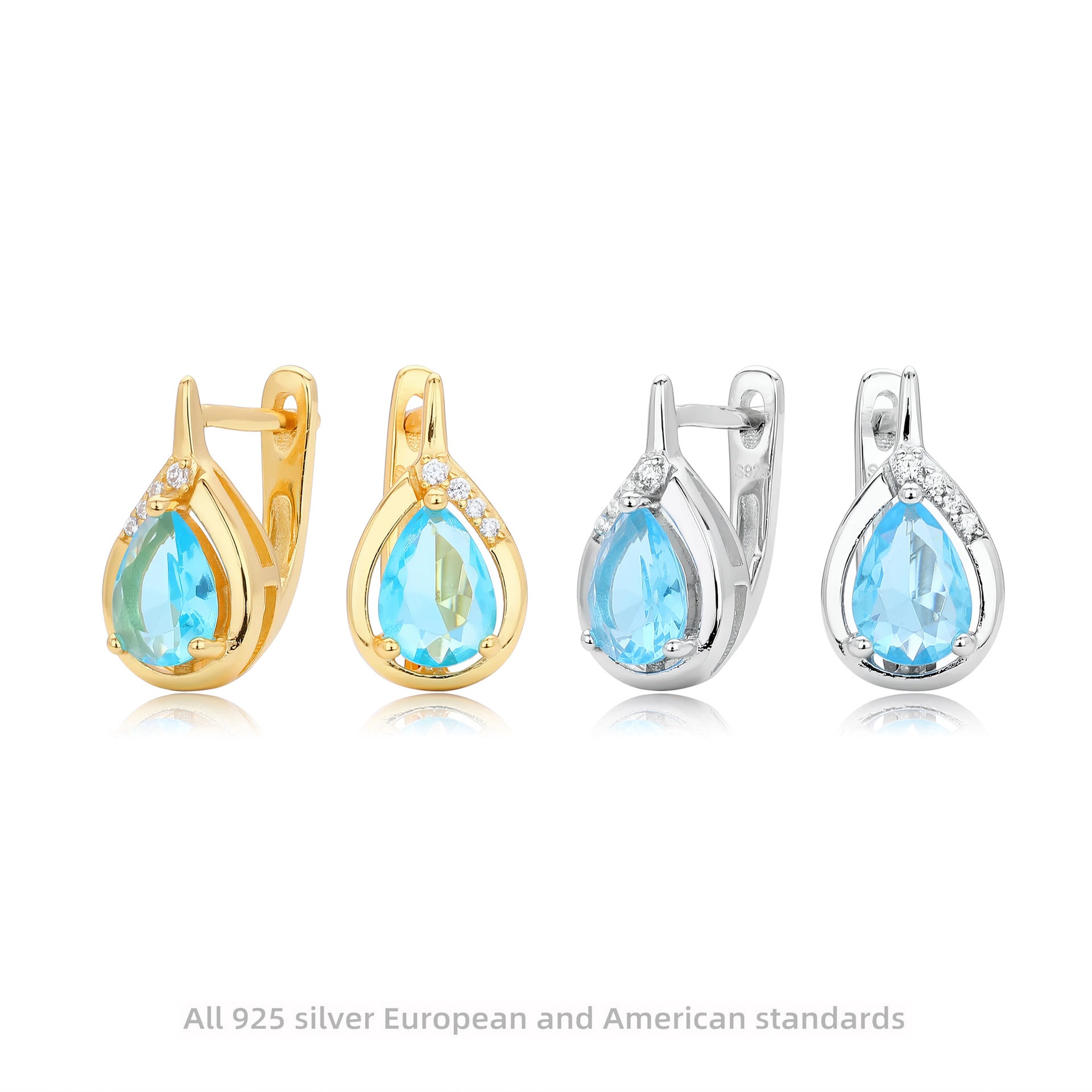 Damen Ohrhänger mit Tropfen-Design aus 925 Sterling Silber und funkelndem Zirkon Shop Nory
