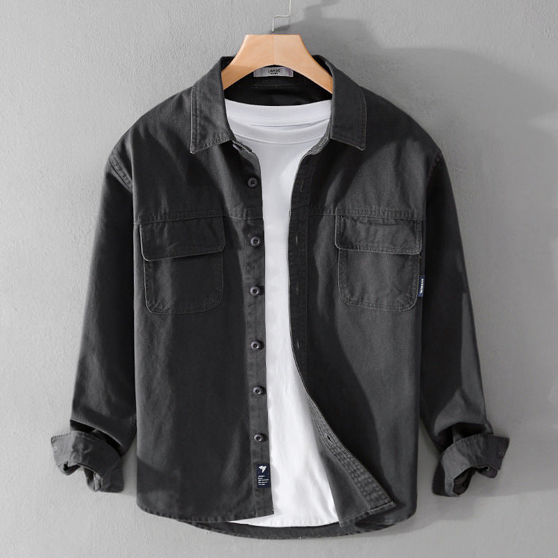 Herren Overshirt-Jacke aus Baumwoll-Twill mit aufgesetzten Brusttaschen und Knopfleiste Shop Nory