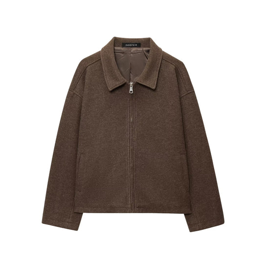 Damen Boxy Wollmix-Blousonjacke mit Reißverschluss und Hemdkragen Shop Nory
