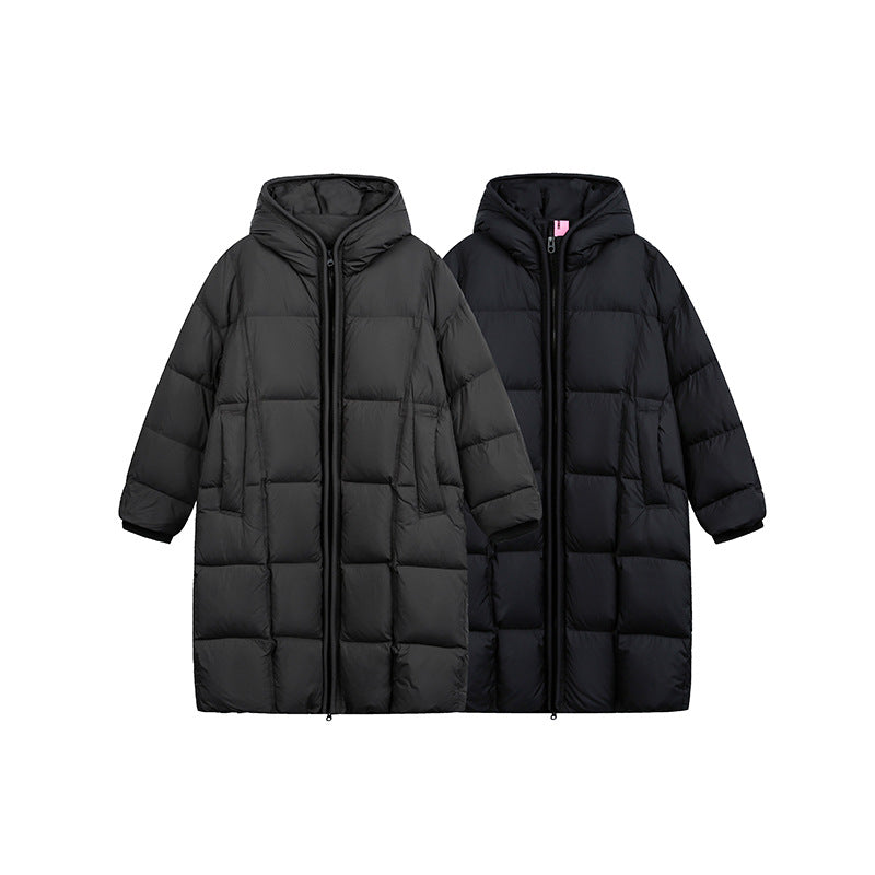 Damen Langer Steppmantel mit Kapuze, Oversize Thermoisolierung Shop Nory