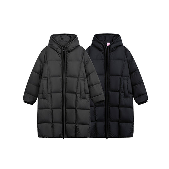 Damen Langer Steppmantel mit Kapuze, Oversize Thermoisolierung Shop Nory