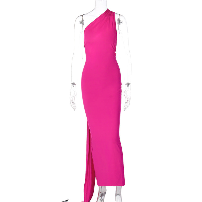 Damen Elegantes One-Shoulder Abendkleid Shopnory