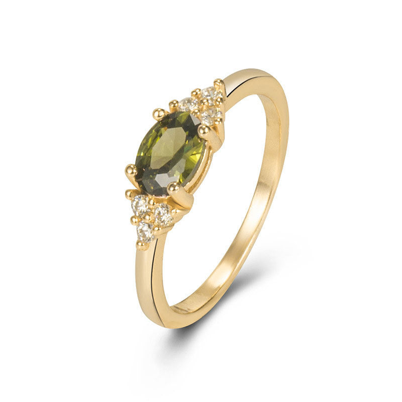 Damen eleganter Ring mit ovaler Edelsteinbesetzung und funkelnden Akzenten Shop Nory