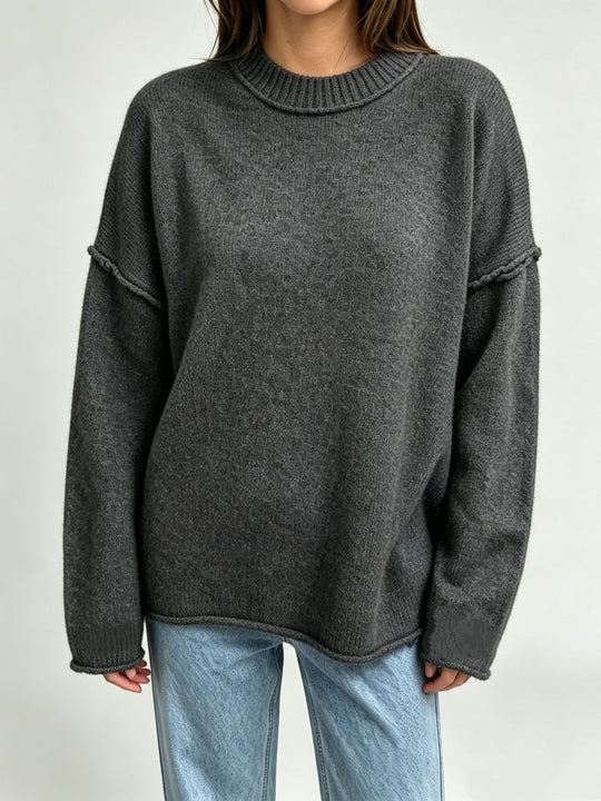 Damen Oversize-Boxy-Pullover mit kurzem Stehkragen und dekorativer Kantennaht Shop Nory