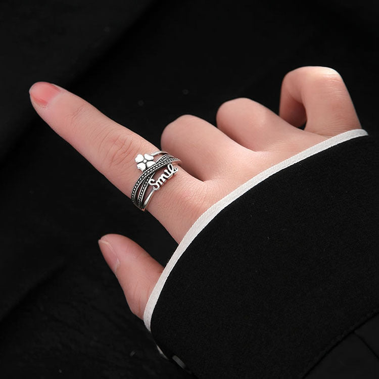 Damen filigraner Ring mit floralem Design und inspirierender Botschaft Shop Nory