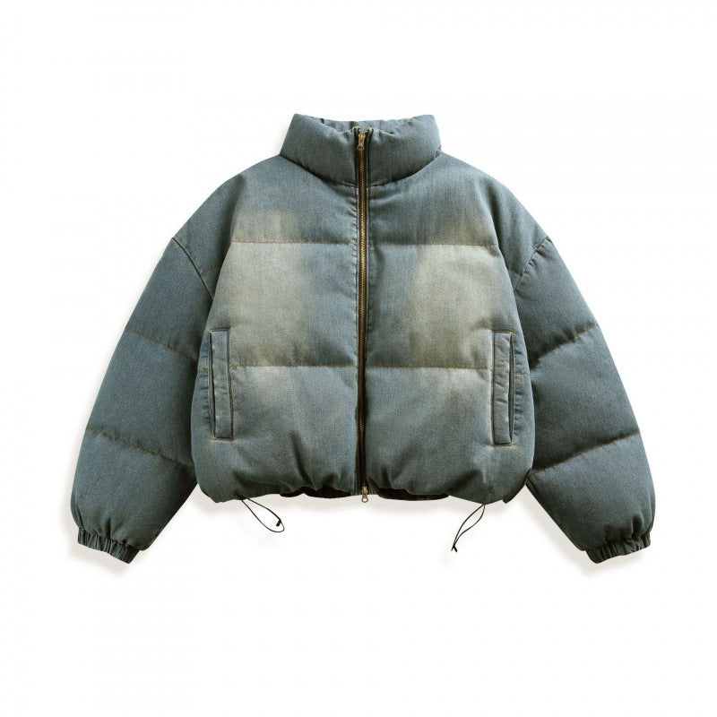 Unisex Kurze Oversize-Steppjacke mit Stehkragen, Kordelzug und elastischen Ärmelbündchen Shop Nory