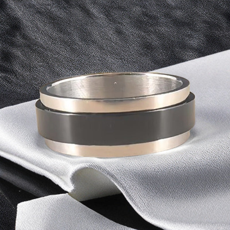 Herren Ring mit stylischer, zweifarbiger Oberfläche und polierter Edelstahlstruktur Shop Nory