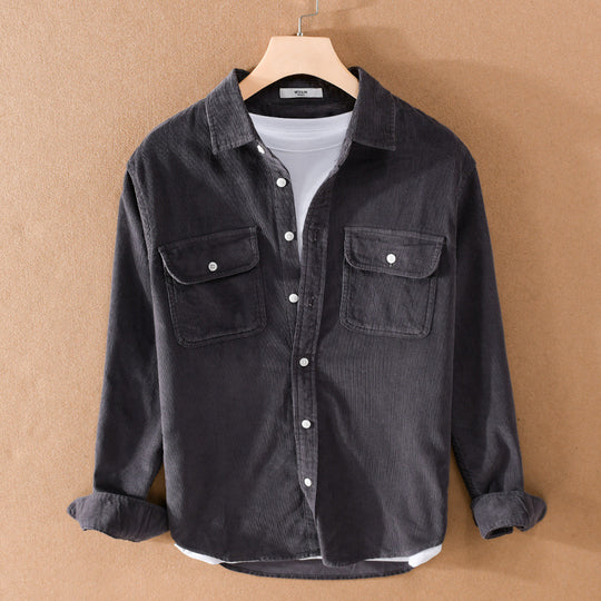 Herren Cord-Hemdjacke im Worker-Stil mit aufgesetzten Doppeltaschen und weichem Used-Finish Shop Nory