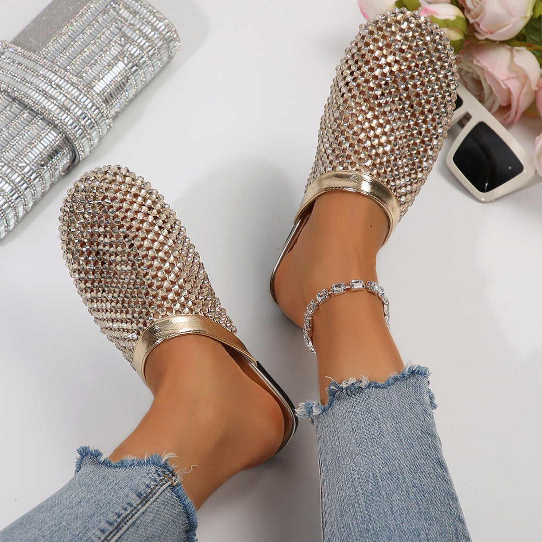 Damen Glamouröse Mules mit funkelnden Strassverzierungen