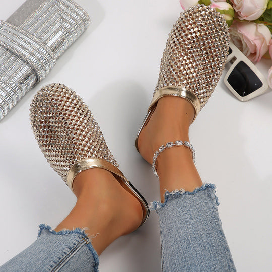 Damen Glamouröse Mules mit funkelnden Strassverzierungen