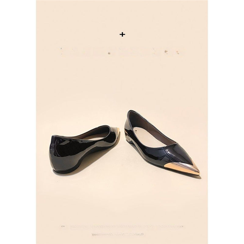 Damen spitz zulaufende flache Ballerina mit Leopardenmuster und Metallkappe Shop Nory