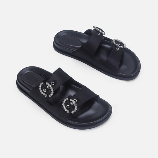 Damen Designer Zehentrenner-Sandalen mit dekorativem Riemendesign und komfortablem Fußbett