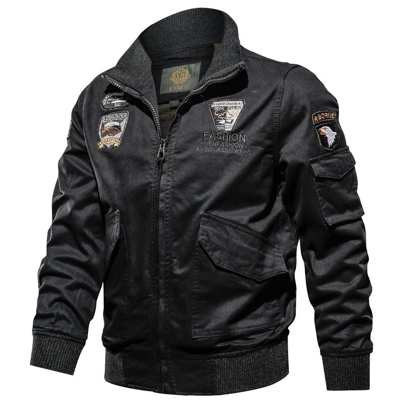 Herren Military-Canvas Bomberjacke mit Stickpatches und Ärmeltasche Shop Nory