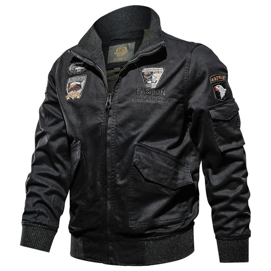 Herren Military-Canvas Bomberjacke mit Stickpatches und Ärmeltasche Shop Nory
