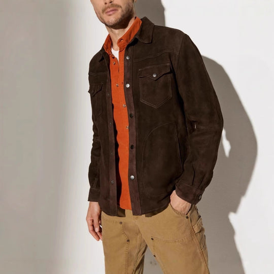 Herren Wildlederjacke im modernen Schnitt mit praktischen Taschen Shopnory