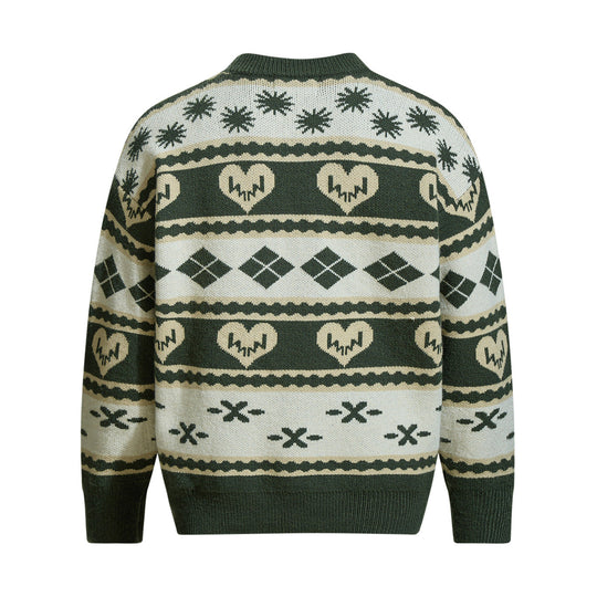 Herren Gemusterter Grobstrick-Pullover im Norwegerstil mit Rundhalsausschnitt Shop Nory