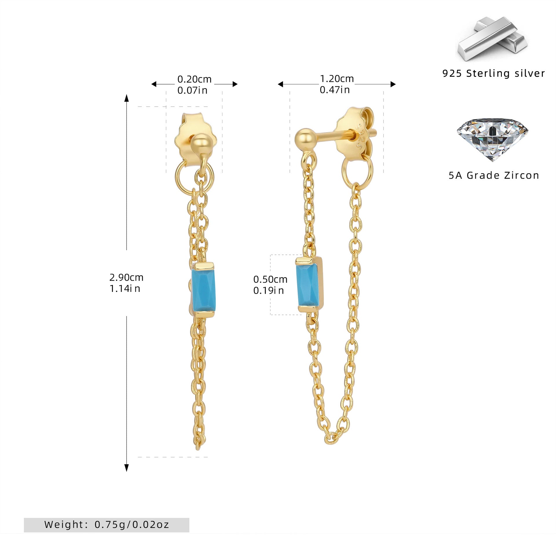 Damen Ohrringe mit luxuriösen Zirkonanhängern aus 925 Sterling Silber Shop Nory
