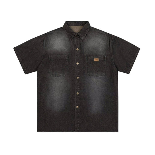 Herren Kurzarm-Denim-Hemd Shop Nory