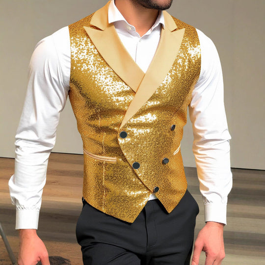 Herren Pailletten-Weste mit Schalkragen und Doppelreiher Shop Nory
