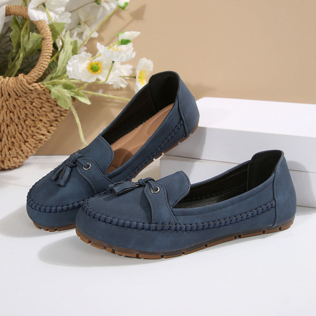 Damen bequeme Mokassins mit flexibler Sohle und eleganter Knoten-Applikation
