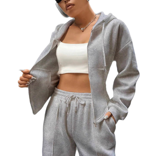Damen Zip-Hoodie und weite Sweatpants Set mit taillierter Nahtführung Shop Nory
