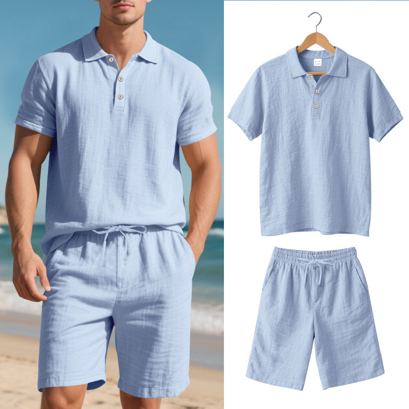 Kurzärmliges Poloshirt und Shorts Strandanzug