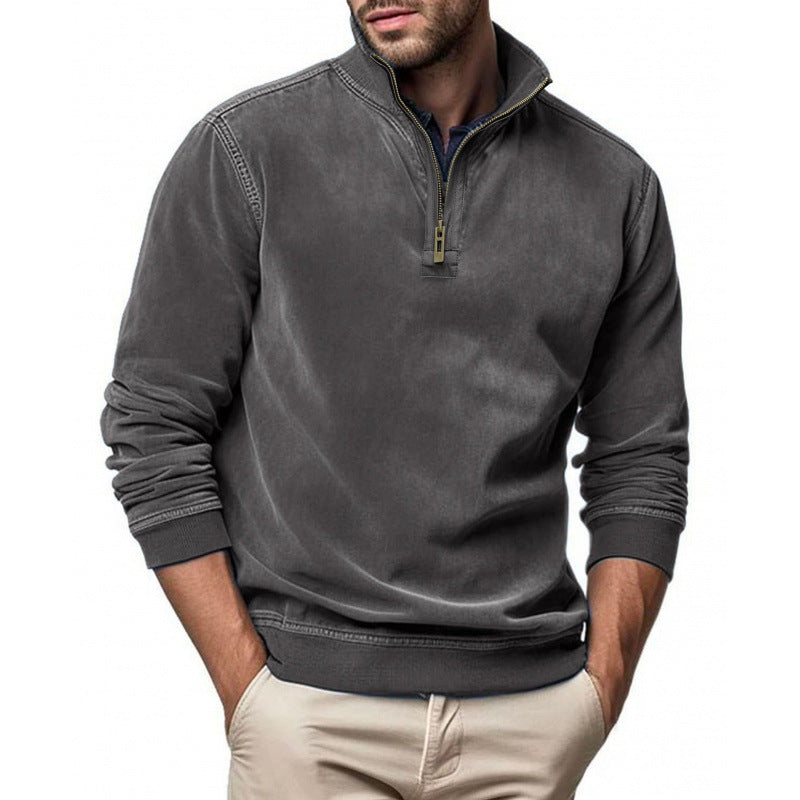 Herren Halbzip Sweatshirt mit Stehkragen und Rippbündchen Shop Nory