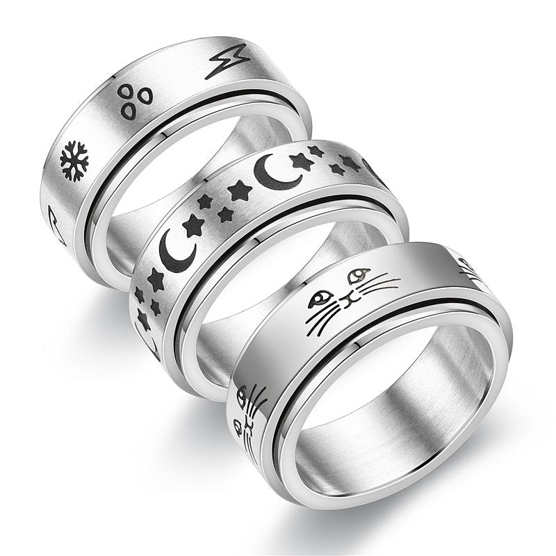 Herren Ring mit kunstvollem Mond- und Sternmotiv Shop Nory