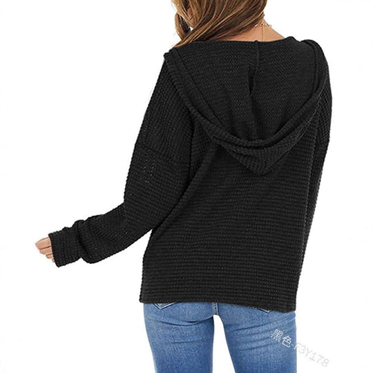 Damen Oversize Waffelstrick-Kapuzenpullover mit Reißverschluss Shop Nory